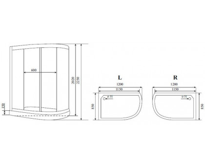 Душевая кабина Timo Standart T-6602 Silver L 120х85 см