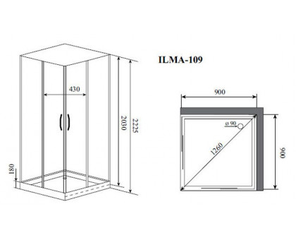 Душевая кабина Timo Premium ILMA 109 90х90 см