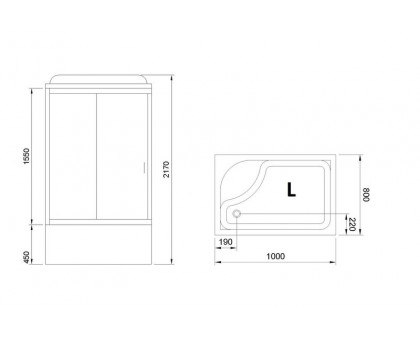 Душевая кабина Royal Bath RB 8100BP2-T 100х80 см, с прозрачными стеклами, левосторонняя