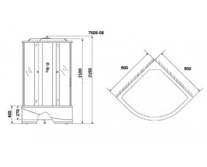 Душевая кабина Niagara NG-7508-14 90х90 см, с мозаичными стеклами