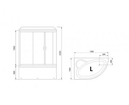 Душевая кабина Royal Bath RB 150ALP-C 150х100 см, с матовыми стеклами, левосторонняя