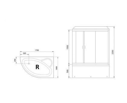 Душевая кабина Royal Bath RB 170ALP-C-CH 170х100 см, с матовыми стеклами, правосторонняя