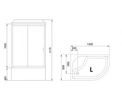 Душевая кабина Royal Bath RB 8120BK1-M-CH 120х80 см, с матовыми стеклами, левосторонняя