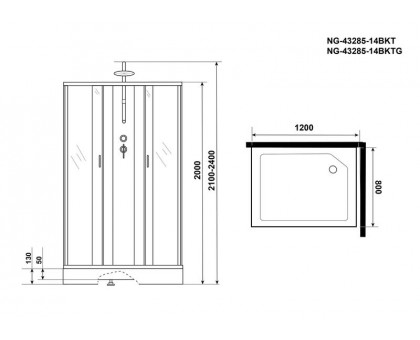 Душевая кабина Niagara NG-43285-14QBKT 120х80 см, с матовыми стеклами