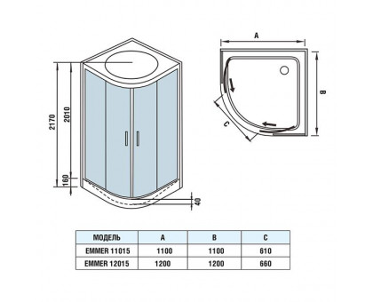 Душевая кабина WeltWasser  WW500 EMMER 12015-2 120х120х217 см