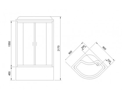 Душевая кабина Royal Bath RB 90BK1-M 90х90 см, с матовыми стеклами