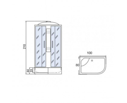 Душевая кабина Мономах 100/80/44 С МЗ R 100х80х210, асимметричная