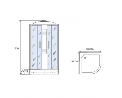 Душевая кабина Мономах 120/120/15 С МЗ 120х120х210, полукруг
