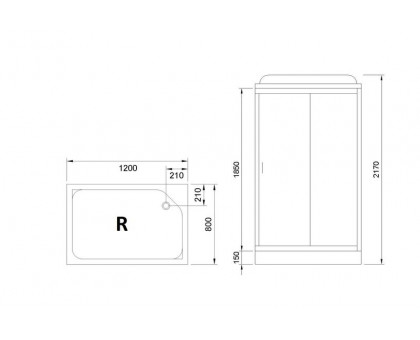 Душевая кабина Royal Bath RB 8120HP6-WT-CH 120х80 см, с прозрачными стеклами, правосторонняя