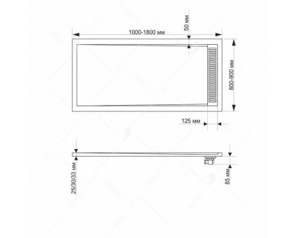 Душевой поддон RGW STM-G 80x100 см, прямоугольный, искусственный камень, графит