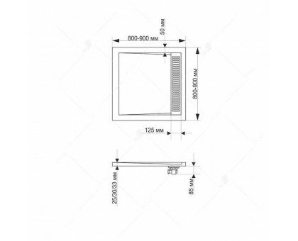 Душевой поддон RGW STM-G 80x80 см, квадратный, графит