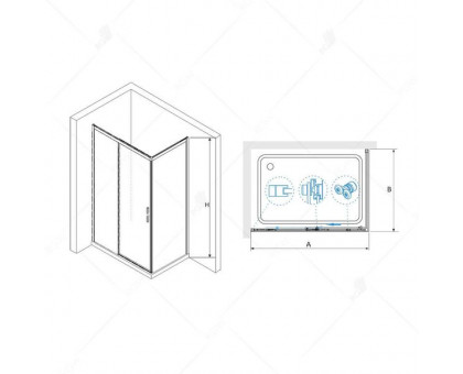 Душевой уголок RGW LE-41B (LE-12B + Z-050-2B) 190x90, прозрачное стекло