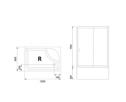 Душевой уголок Royal Bath RB 8120BP-C-CH 120х80 см, с матовыми стеклами, правосторонний