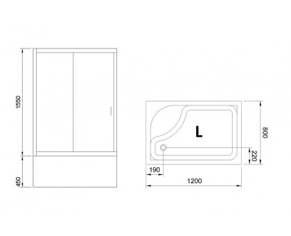 Душевой уголок Royal Bath RB 8120BP-T-CH 120х80 см, с прозрачными стеклами, левосторонний