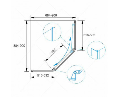 Душевой уголок RGW PA-86 90x90, прозрачное стекло