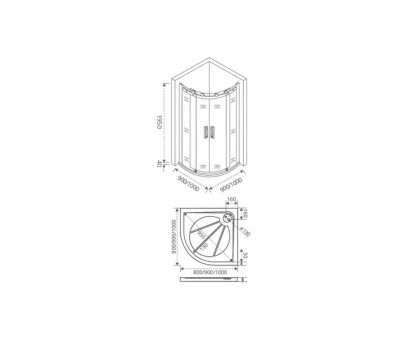 Душевое ограждение Good Door Galaxy R-TD-90-C-B 90х90 см, черный профиль