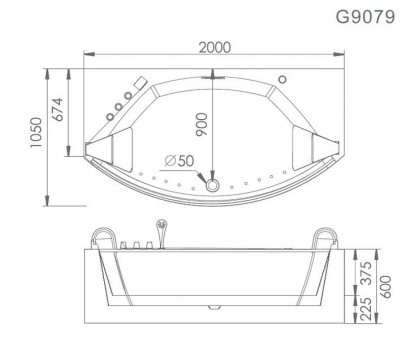 Акриловая ванна Gemy G9079 O
